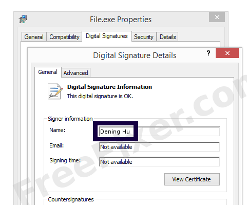 Screenshot of the Dening Hu certificate